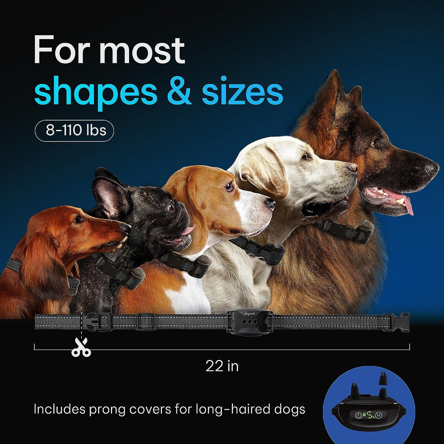 Rechargeable Dog Bark Collar | Smart Collar for Dog Training | No Shock | Beep & Vibration | No Bark Collar for Dogs | anti Bark Collar for Large Dog, Medium Dog, Small Dog | 12-110 Lbs
