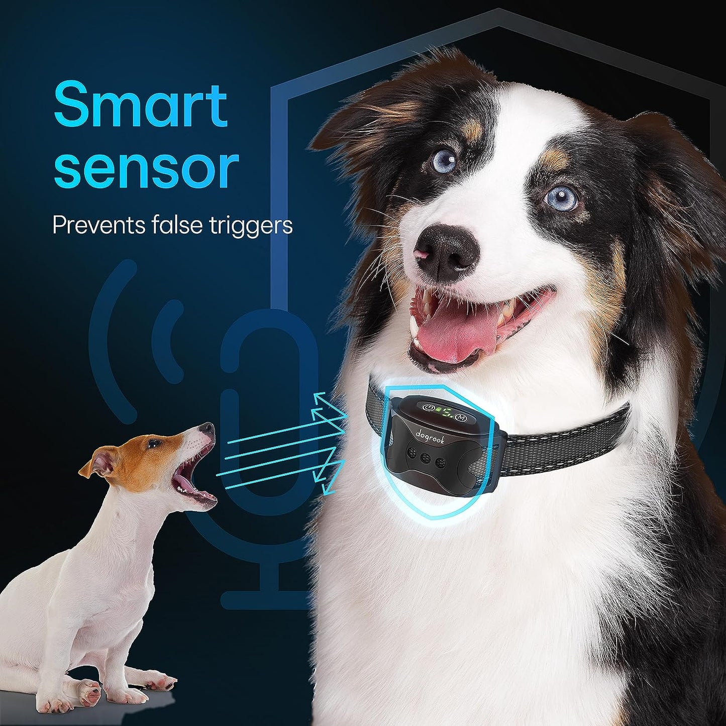 Rechargeable Dog Bark Collar | Smart Collar for Dog Training | No Shock | Beep & Vibration | No Bark Collar for Dogs | anti Bark Collar for Large Dog, Medium Dog, Small Dog | 12-110 Lbs